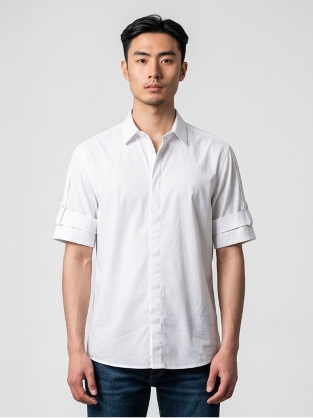 Helmut Lang Men’s White Minimal Button-Front Shirt Xl